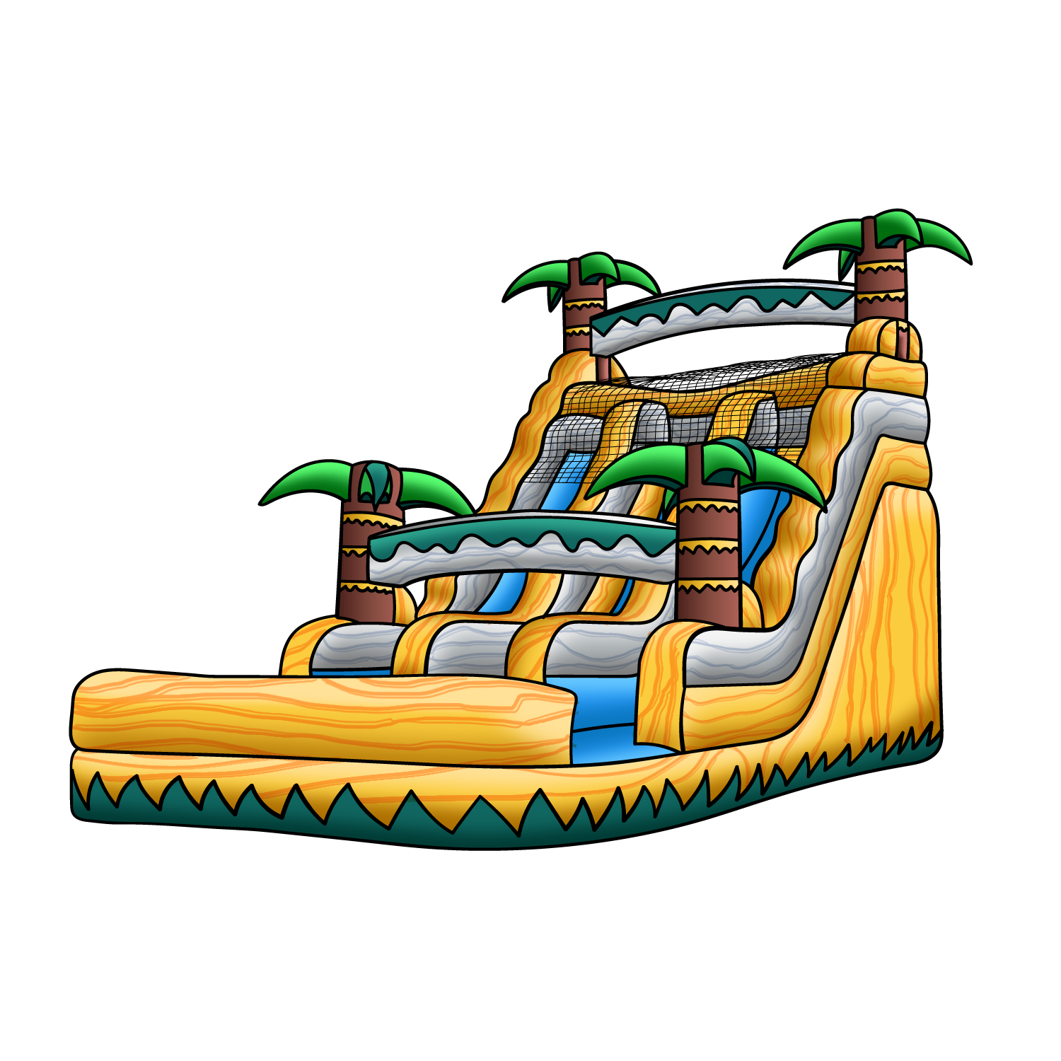 20ft Pineapple Tropical - Double lane water slide rental