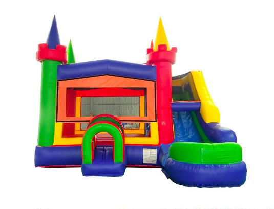 Rainbow Castle Slide Combo Bounce House Rental