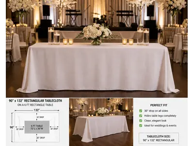 White OR Black Table Cloth For 6 Foot Rectangle Table Rounded Corners in North Palm Beach