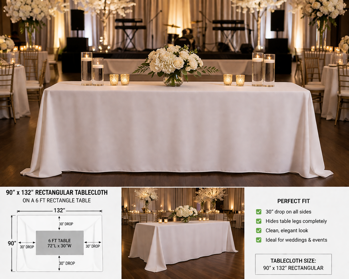 White OR Black Table Cloth For 6 Foot Rectangle Table Rounded Corners in North Palm Beach