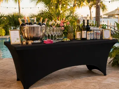 Tablecloth - Black OR White Stretch - 6 Foot in Lake Worth