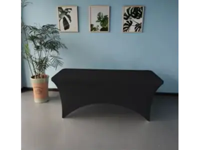 Black Spandex Table Cloth 6ft Banquet in Warren