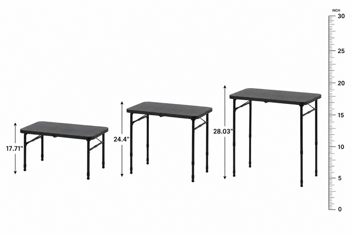 Table - Folding - Black - 40" x 20" Adjustable Height in Admirals Cove