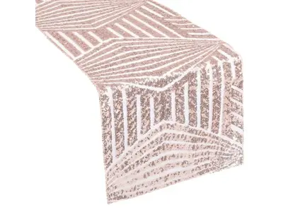 Geometric Glitz Art Deco Sequin Table Runner - Blush/Rose Gold