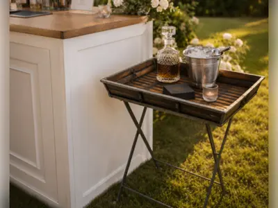 Butler's Tray Table - Folding - Antique Bamboo in Old Palm Golf Club