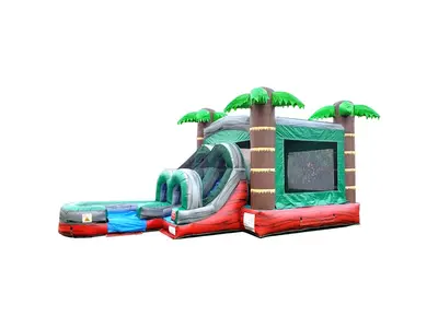 Red Tropical Bounce House w/ Slide in Grafton
