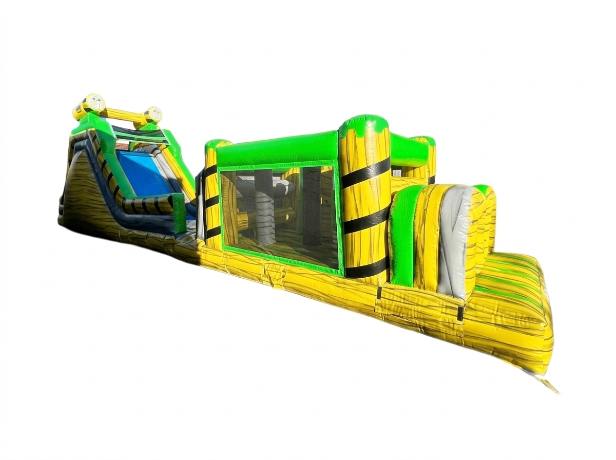 13'x51' TOXIC Marble Yellow Obstacle Course Bounce House in Riverside