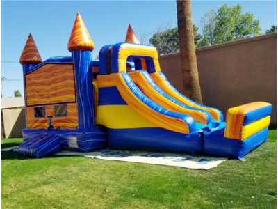 boys combo bounce house rental with 2 dry slides 