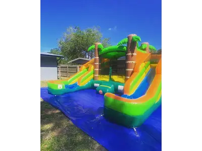 Tropical Bounce House and Double Slide Combo Unit in BRADENTON