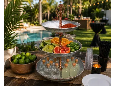 Tray - 3 Tier - Silver/Copper - 19" in Palm Beach Shores