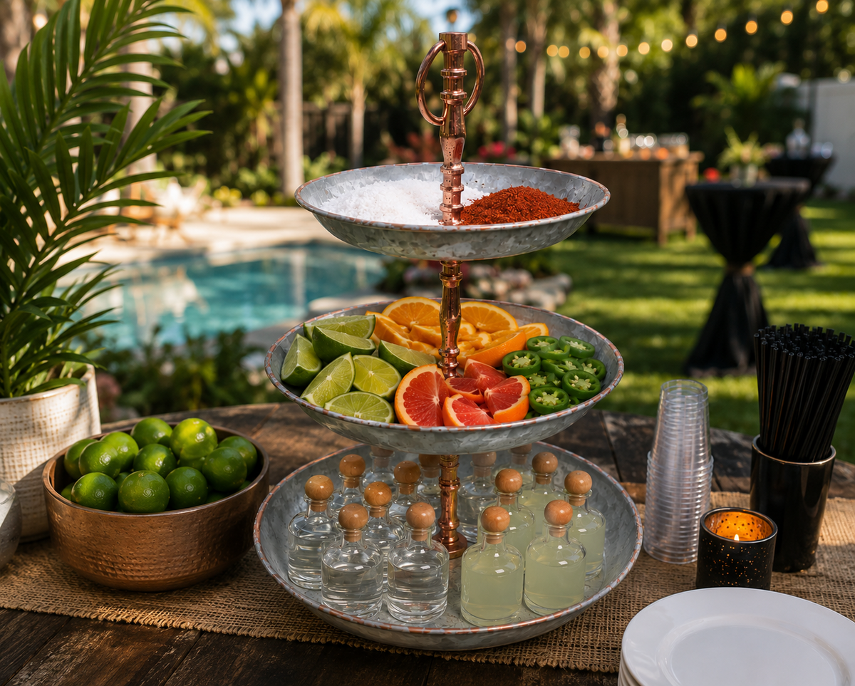 Tray - 3 Tier - Silver/Copper - 19" in Palm Beach Shores