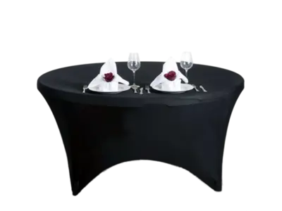 Black Spandex 60 inch Round Table Cover in Oak Park