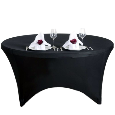 Black Spandex 60 inch Round Table Cover in Oak Park