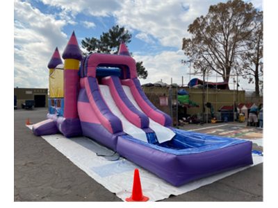 girl water slide with bounce house
