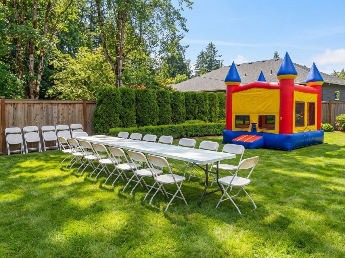 Bounce House + 3 Tables + 24 Chairs