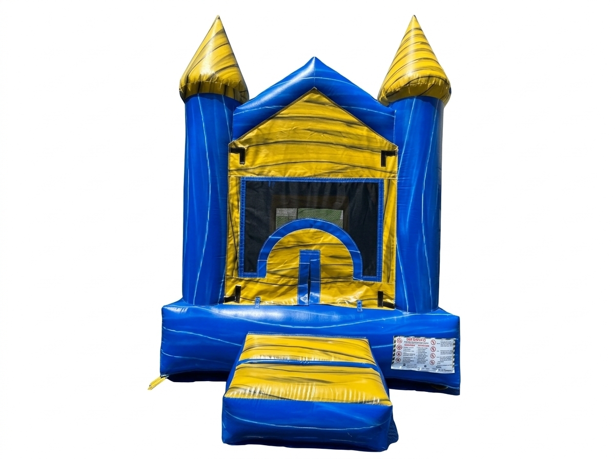 9'x9' Blue & Yellow Marble Bounce House in Riverside