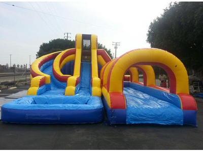 17ft Rainbow Helix Double Lane Combo Water Slide