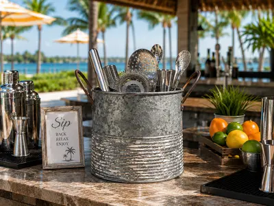 Metal Bucket Large Rustic in Pompano
