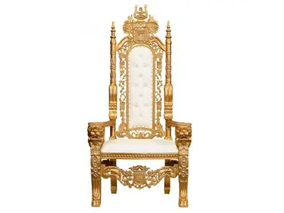LION KING GOLD THRONE CHAIR WITH WHITE/IVORY LEATHER