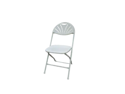 Eggshell Fan Back Folding Chair in Flint