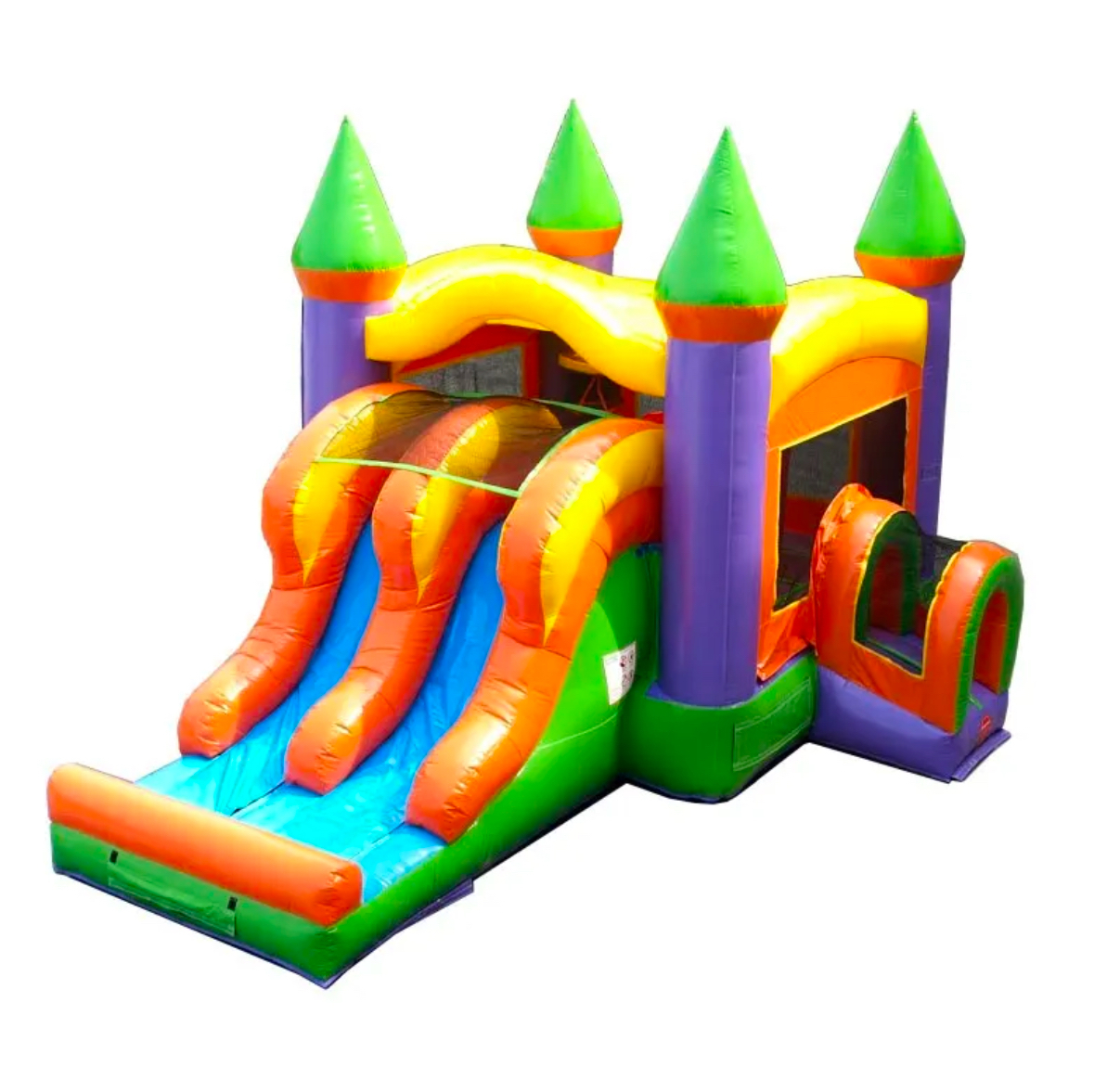 Bounce House Rainbow Orange Double Lane Slide Combo in burlington