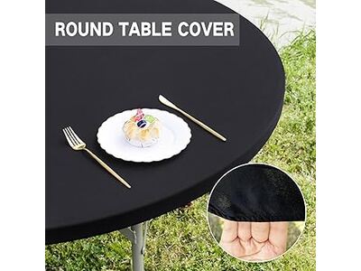 Black 5' Round Stay Put Disposable Table Cloths 