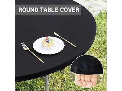 White 5' Round Stay Put Disposable Table Cloths in Dennisville