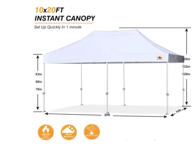 Tent - White - Pop up - 20x10 in Tequesta