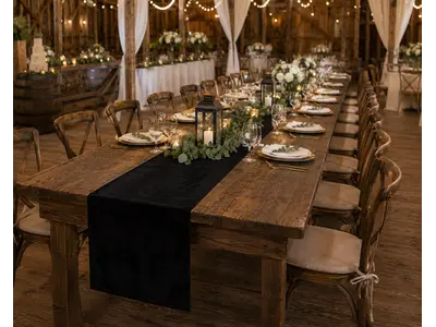 Runner - Black - Velvet 118" x 13.78 in Palm Beach