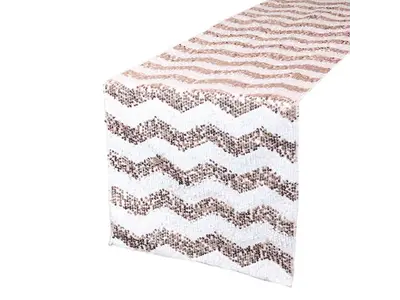 White and Blush Sequin Runner