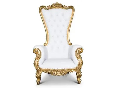 GOLD AND WHITE THRONE CHAIR