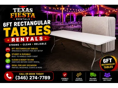 6 Foot Rectangle Tables Rental Houston TX in Rosenberg