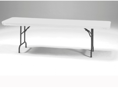 8' Stay Put Disposable White Tablecloth