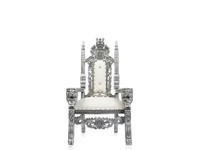 36" Kids Silver and White Throne Chair