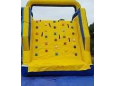 #504 Yellow rock wall with slide pool in San Antonio
