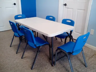 Kids Table 6 Blue Chairs in NRH