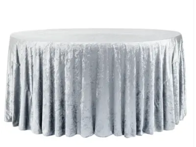 Dusty Blue Velvet 132"Round Tablecloth