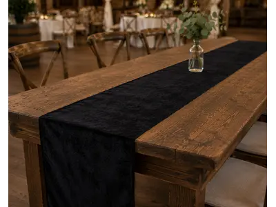 Runner - Black - Velvet 118" x 13.78 in Palm Beach
