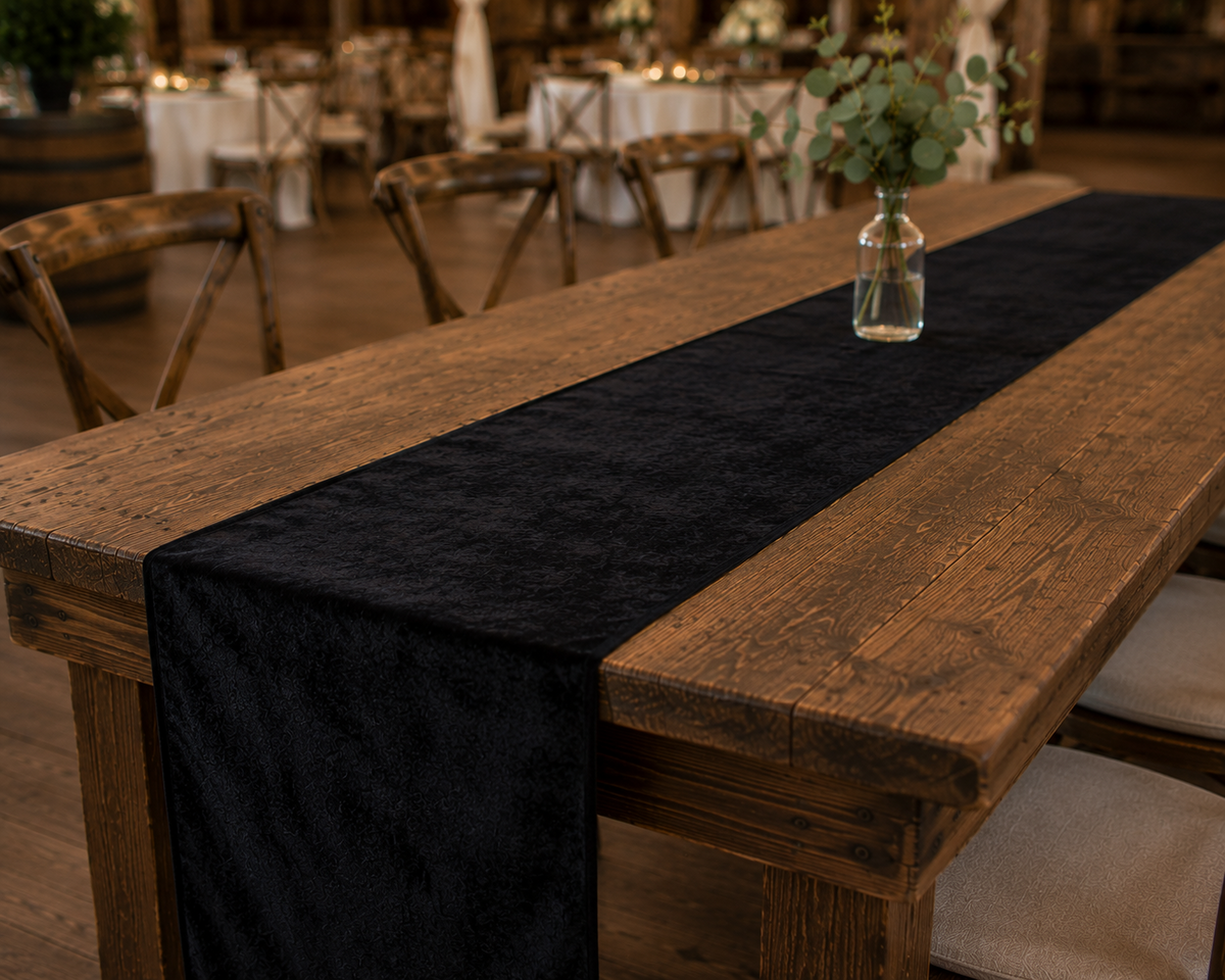 Runner - Black - Velvet 118" x 13.78 in Palm Beach