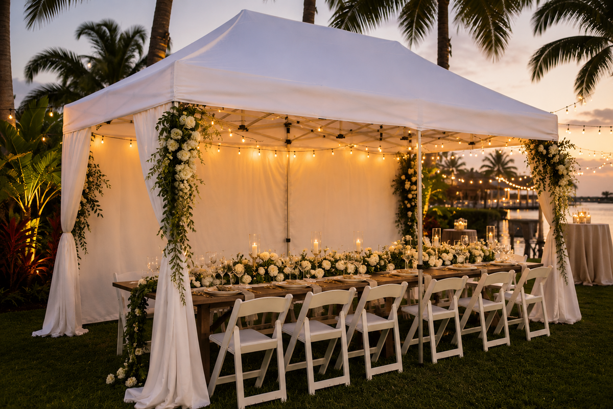Tent - White - Pop up - 20x10 in Tequesta