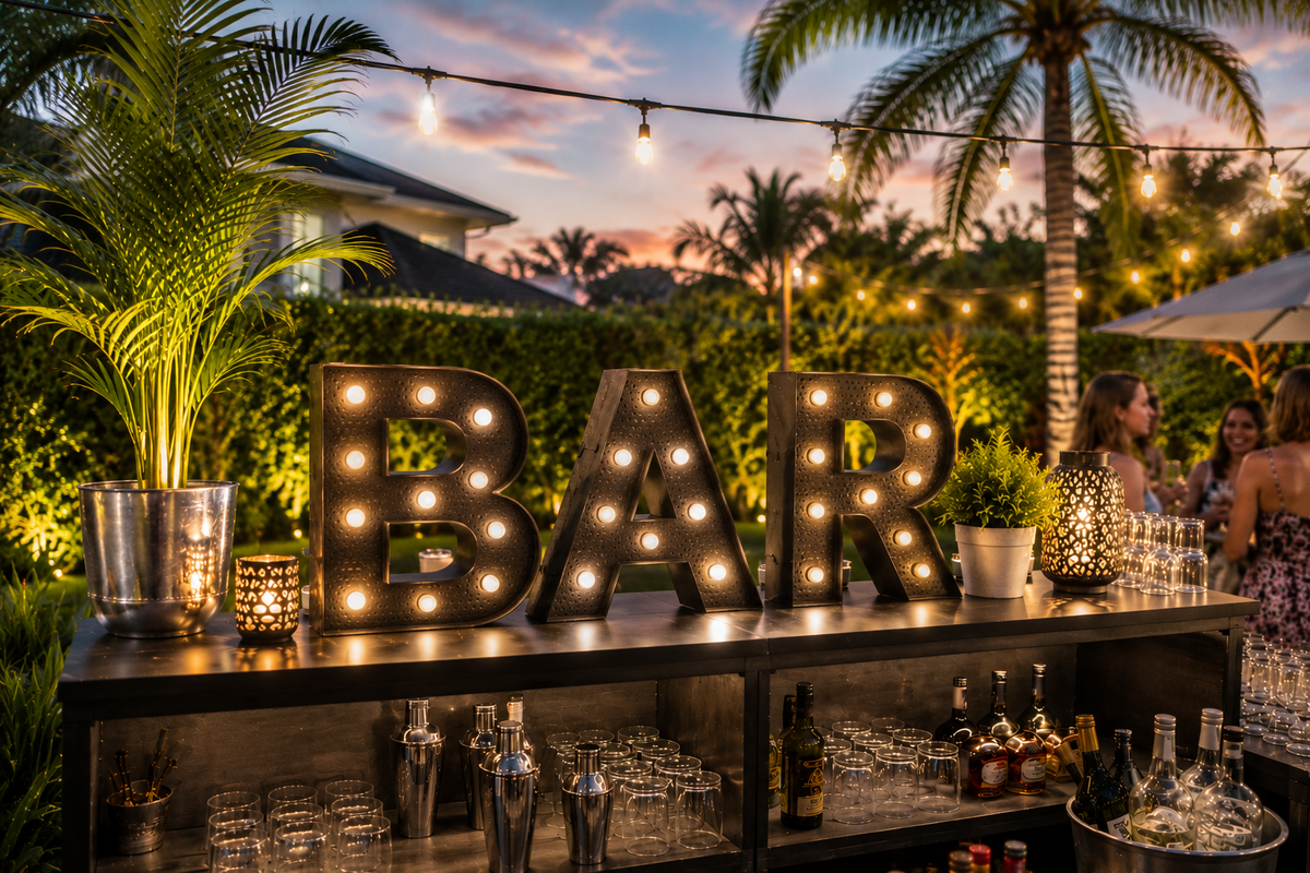 Bar Sign - Black - Lights - Battery - 15.5" in Palm Springs