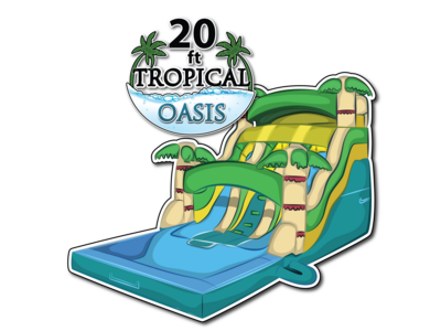 20 Ft tall Tropical Oasis double lane slide