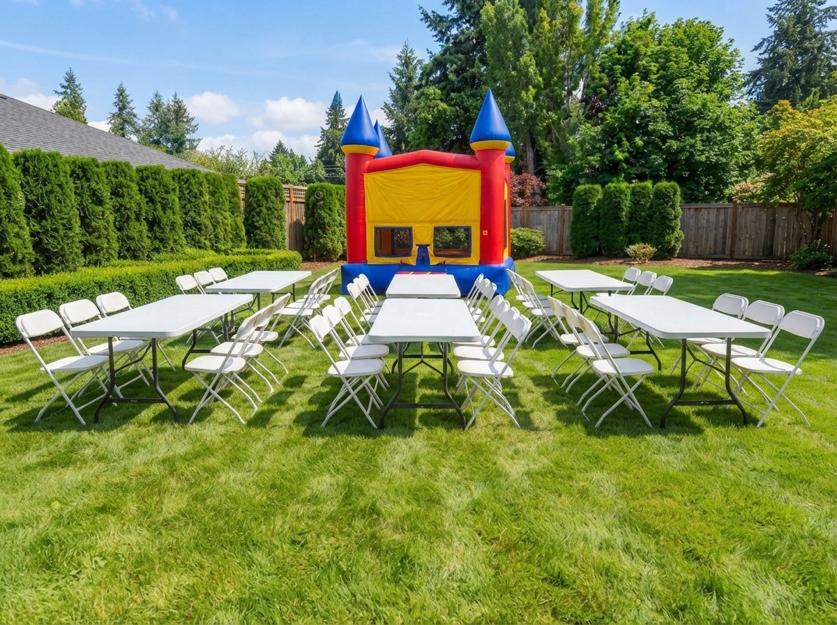 Bounce House + 7 Tables + 56 Chairs