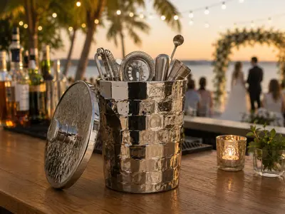 Disco Ball Ice Bucket - Silver - Plastic in Geenacres
