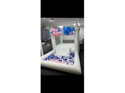 White Bouncer With Slide & Ball Pit/Pool in Madison Heights