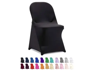 Black Stretch Spandex Folding Chair Cover in NRH