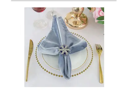 Velvet 20"x20" Linen Napkin - Dusty blue