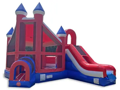 Castle Bounce House Slide Combo Red, White and Blue Marble Deluxe Inflatable in middlebury