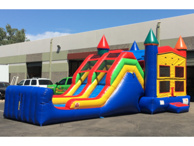 Teens Double lane bounce house combo with 2 slides (dry)
