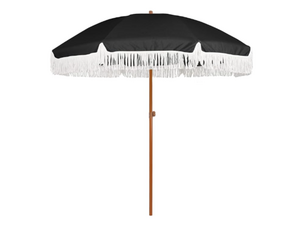 Umbrella-Scalloped Fringed Black / White